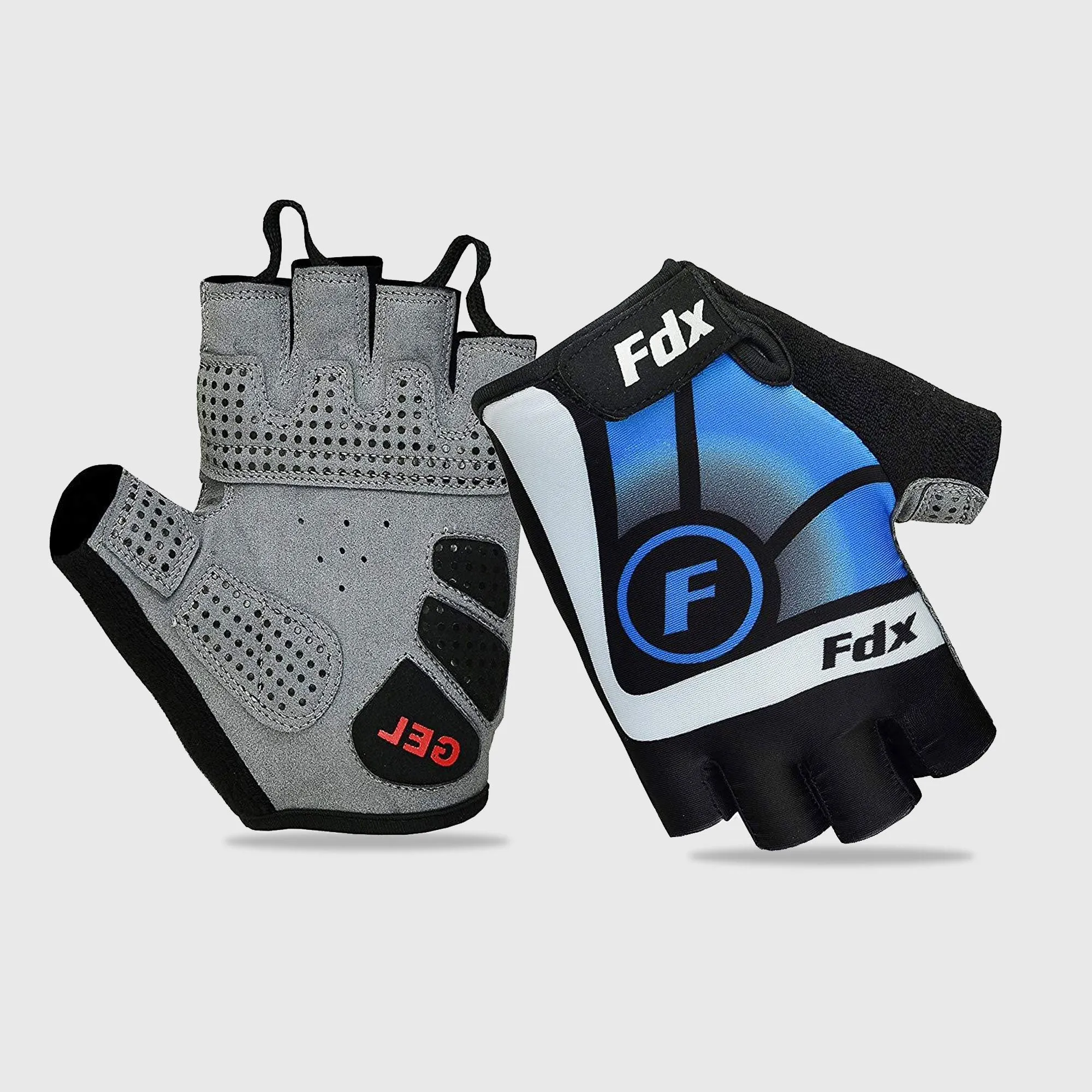 Fdx Signature Blue Gel Padded Short Finger Summer Cycling Gloves