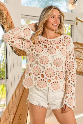 FLOWER CROCHET KNIT - IVORY BLUSH