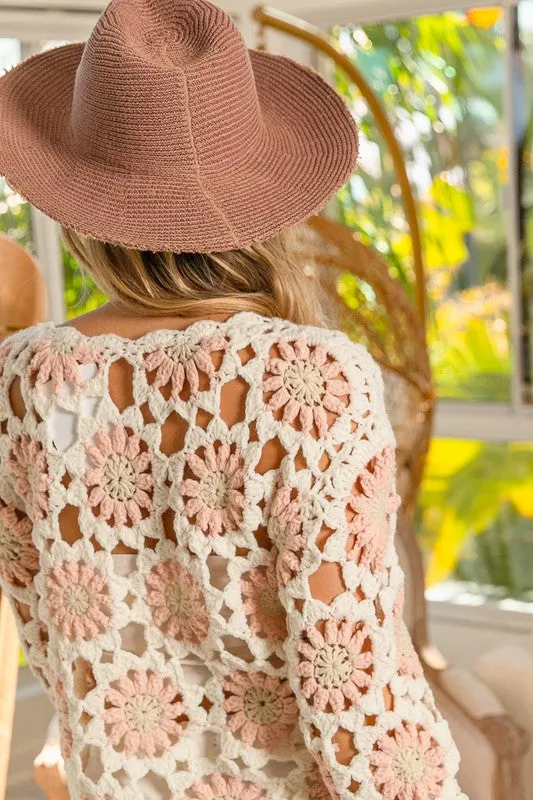 FLOWER CROCHET KNIT - IVORY BLUSH