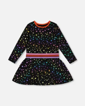 Foil Black Printed Stars Dress