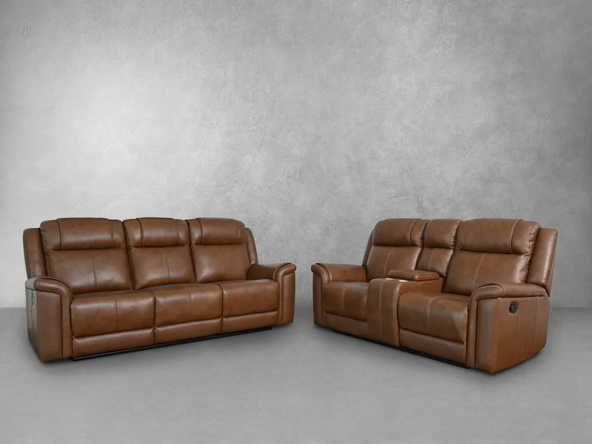 Gilmore 2-pc Leather Manual Reclining Sofa and Loveseat