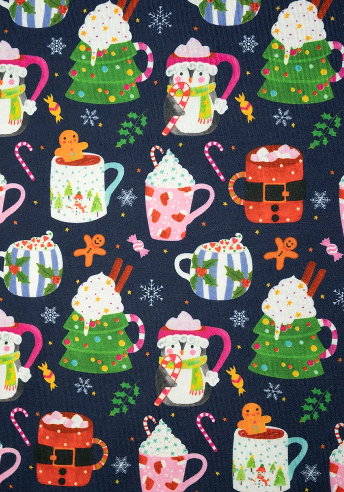 Ginger Christmas Mugs Print Midi Dress