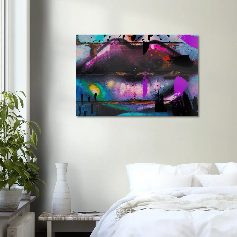 Graffiti kiss digital print Canvas