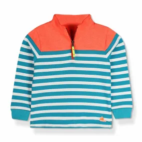 Half Zip Stripe Sweatshirt