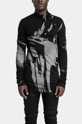 High neck long sleeve tee, Printed