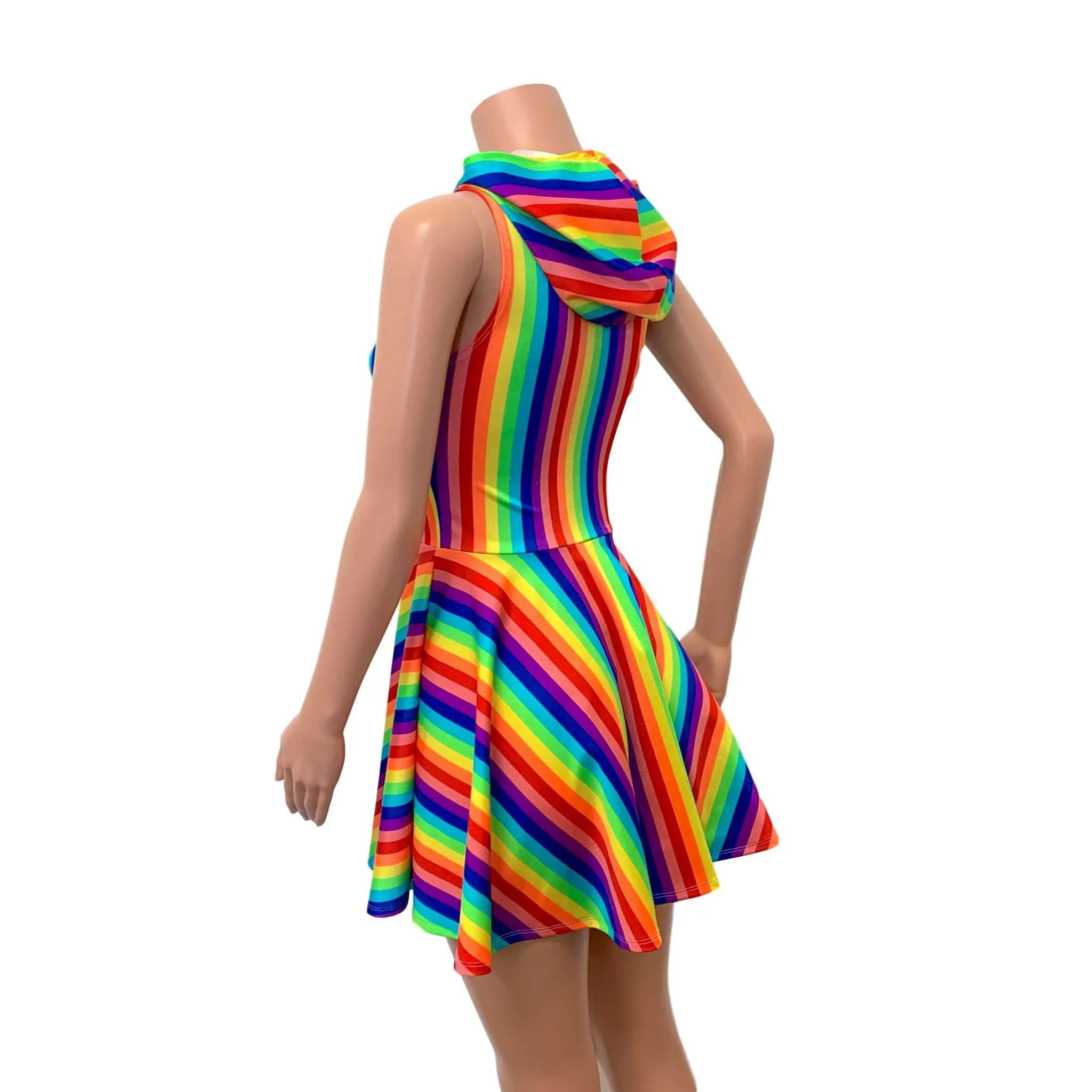 Hooded Rainbow Skater Dress - Pride Fit n Flare Dress