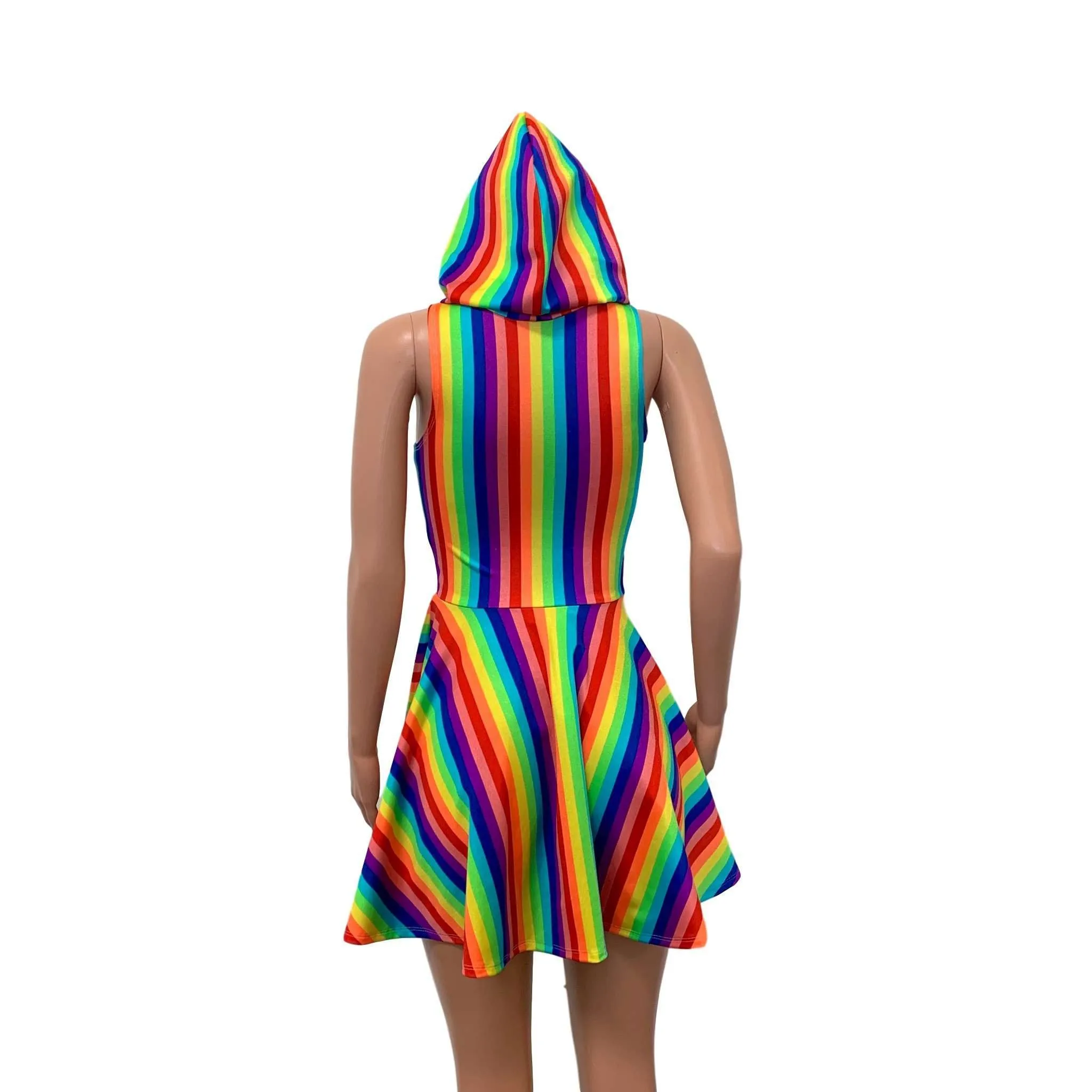 Hooded Rainbow Skater Dress - Pride Fit n Flare Dress