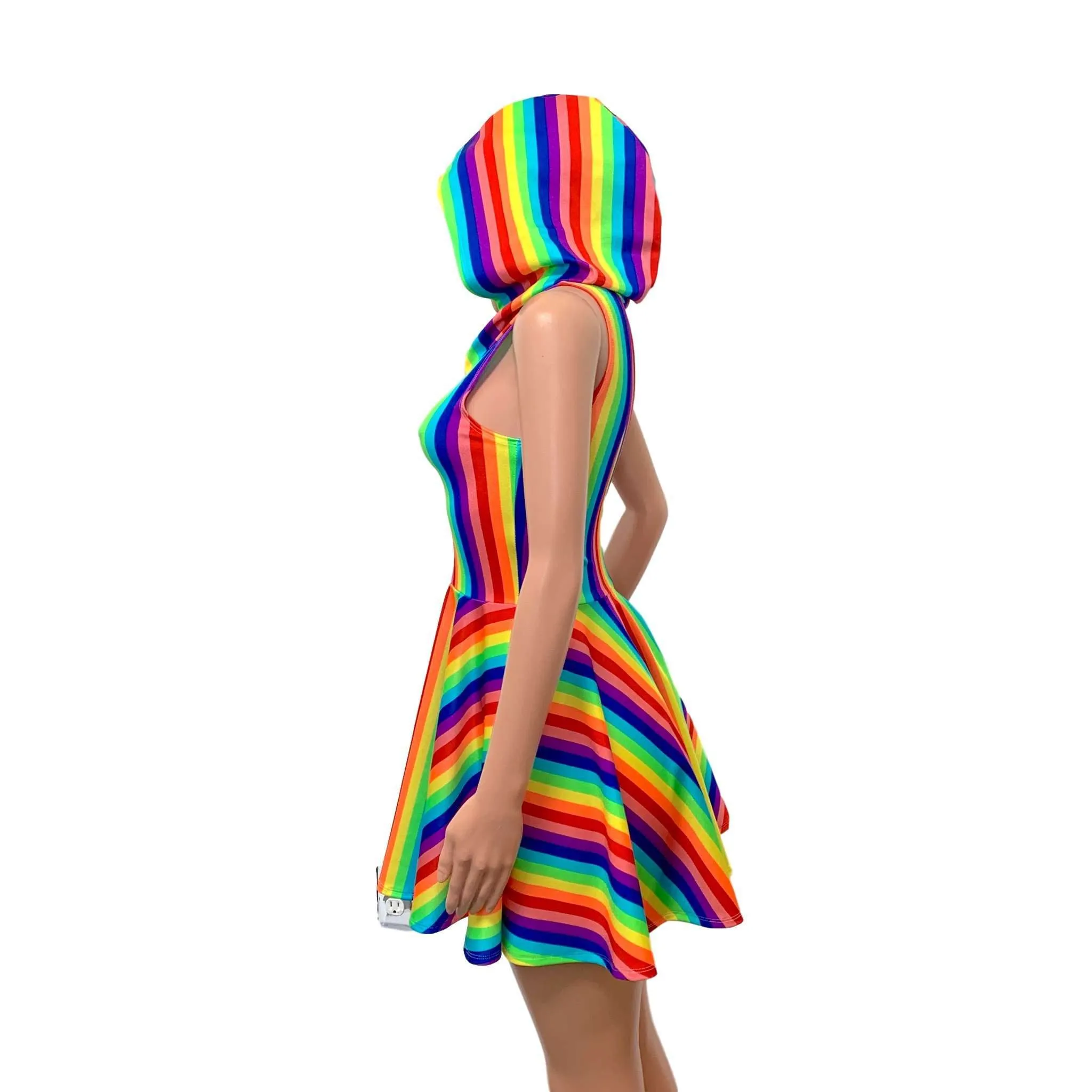 Hooded Rainbow Skater Dress - Pride Fit n Flare Dress