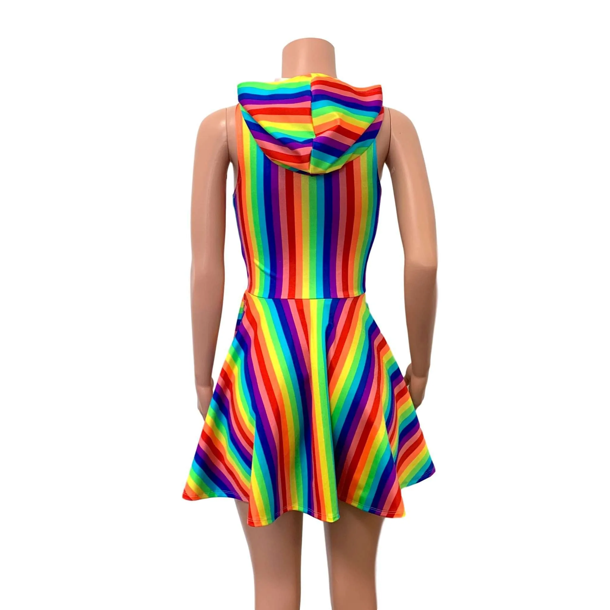 Hooded Rainbow Skater Dress - Pride Fit n Flare Dress