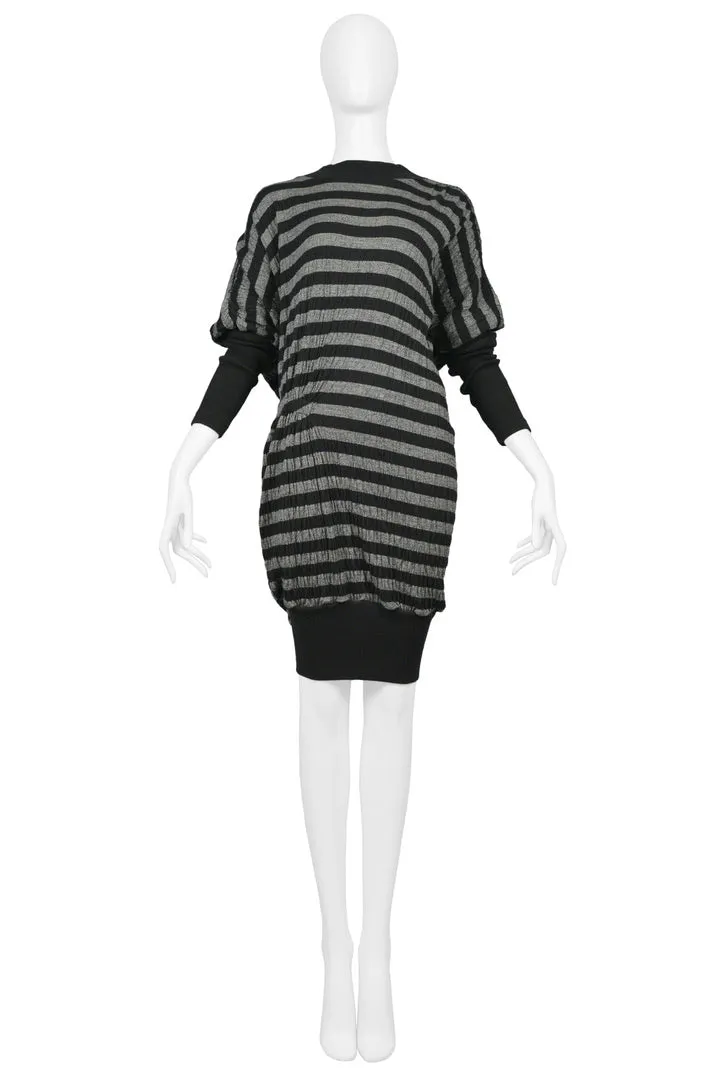 ISSEY MIYAKE BLACK & GREY STRIPE DRESS