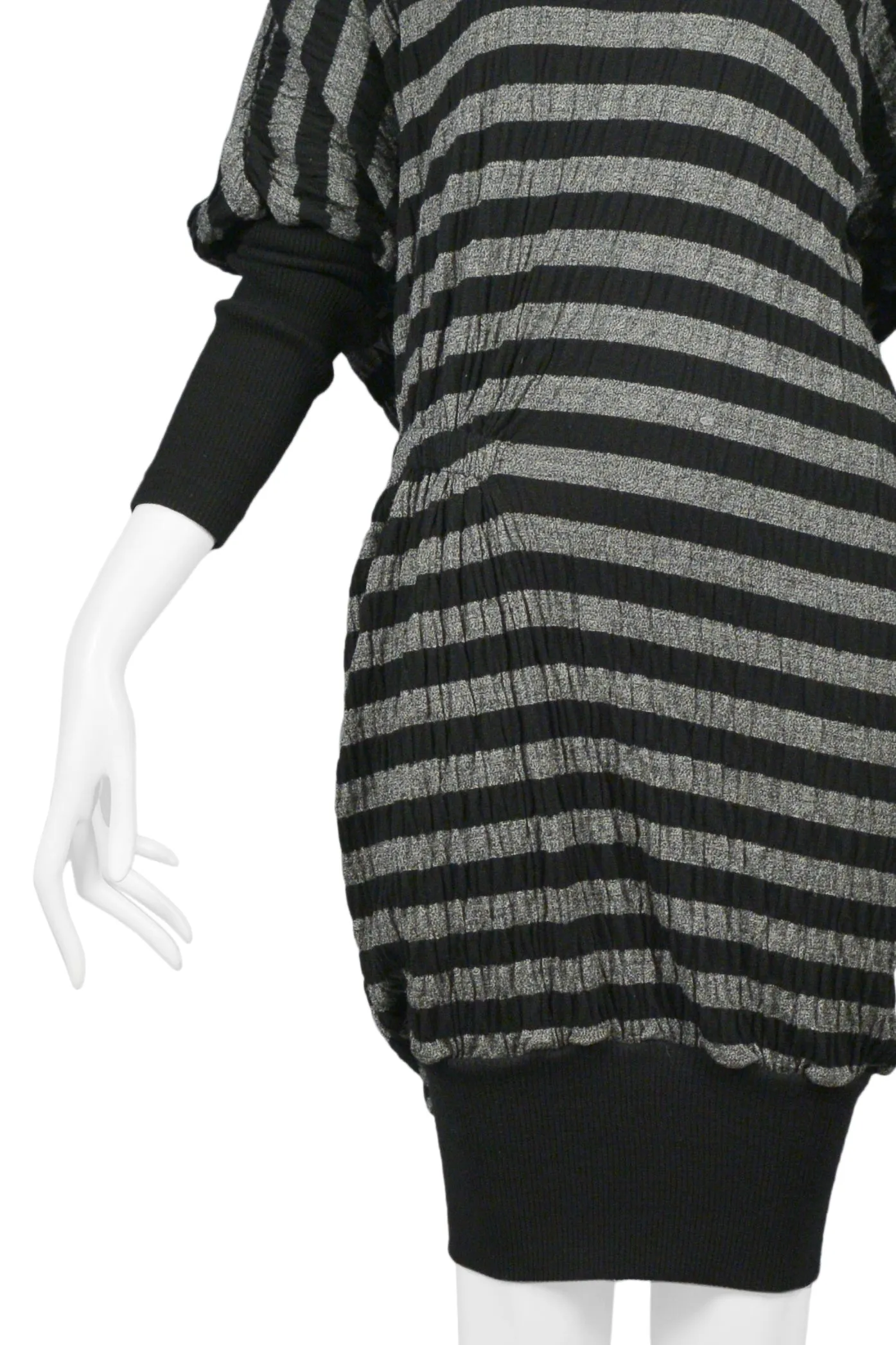 ISSEY MIYAKE BLACK & GREY STRIPE DRESS