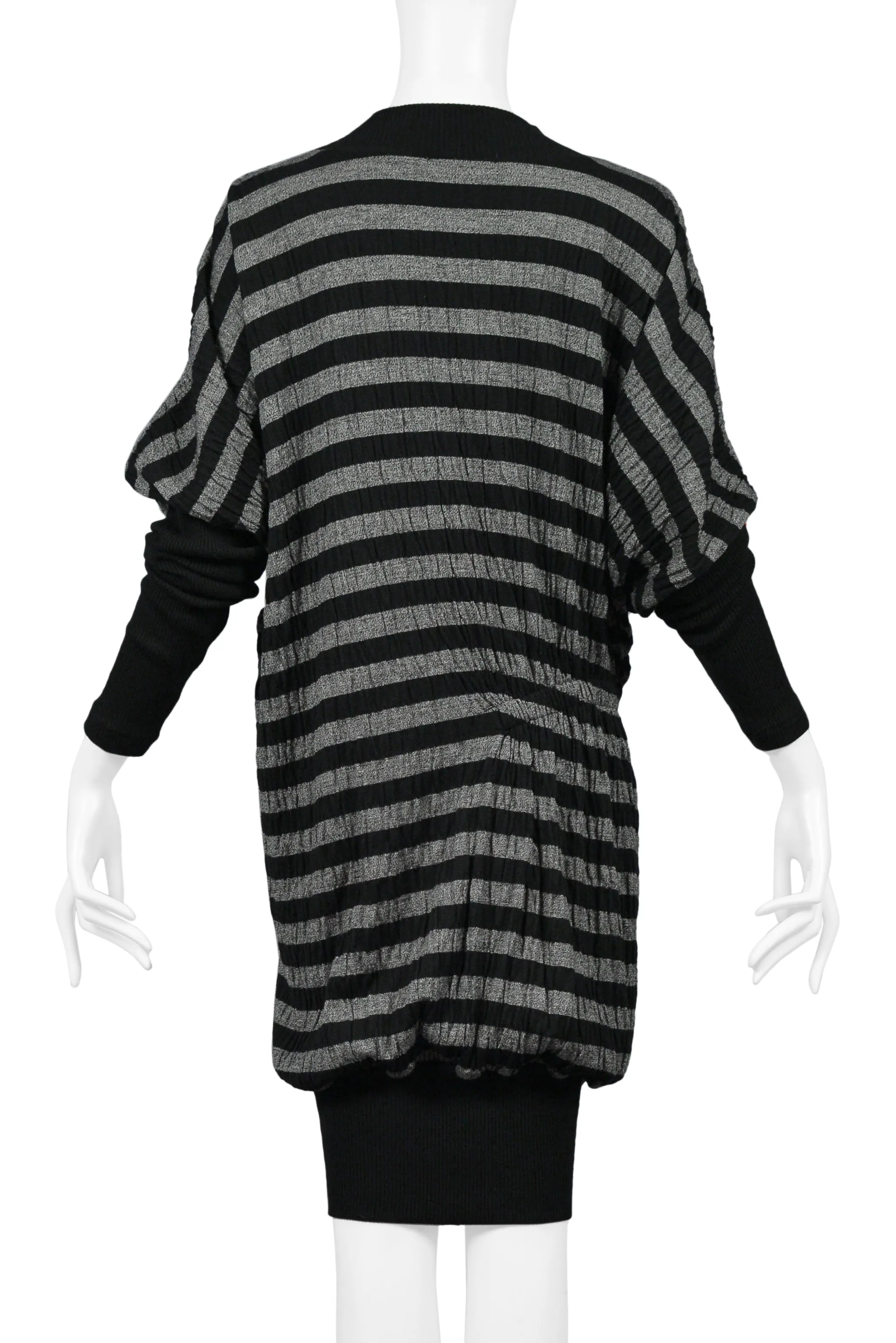 ISSEY MIYAKE BLACK & GREY STRIPE DRESS