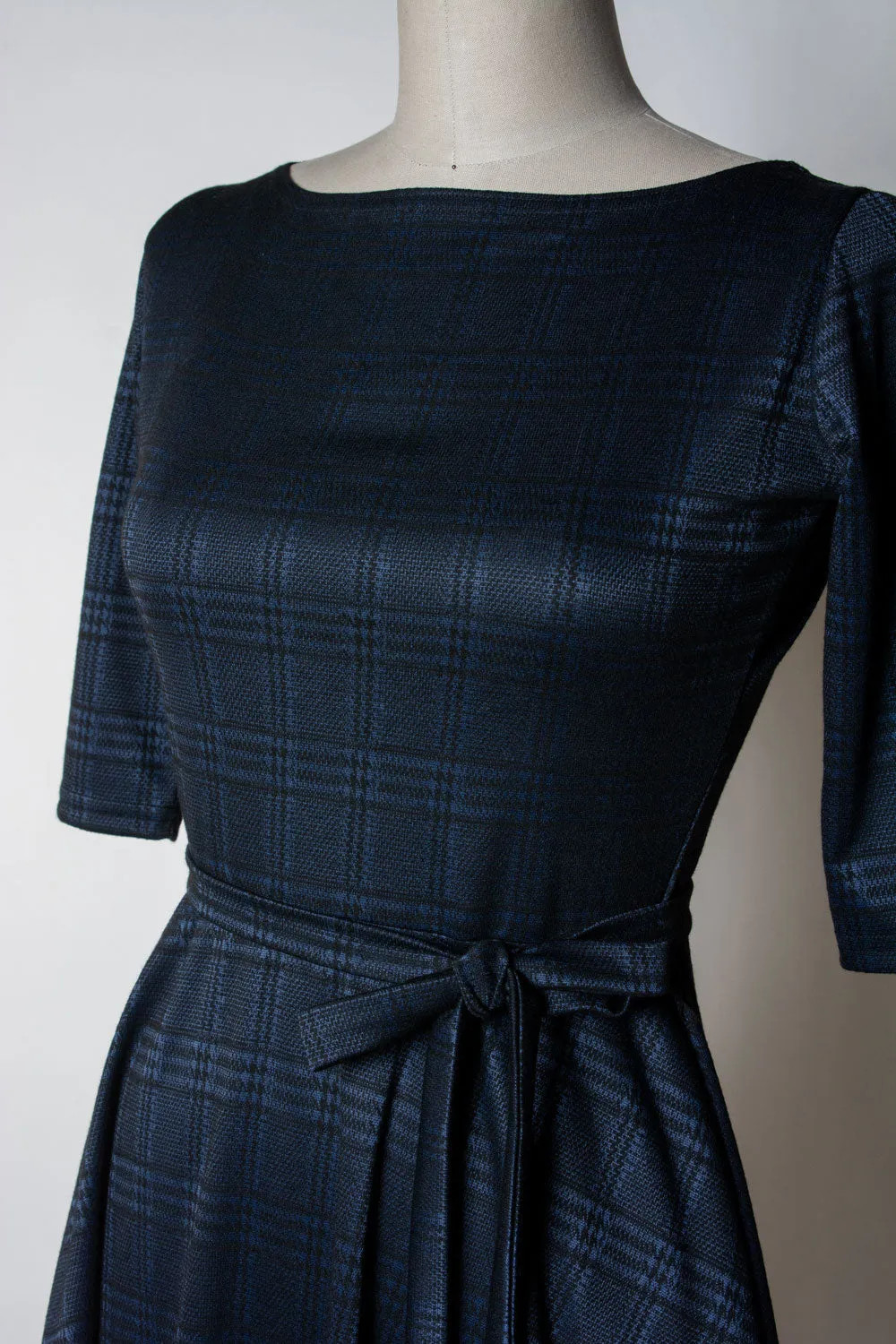 Josephina Dress- Black & Blue Plaid