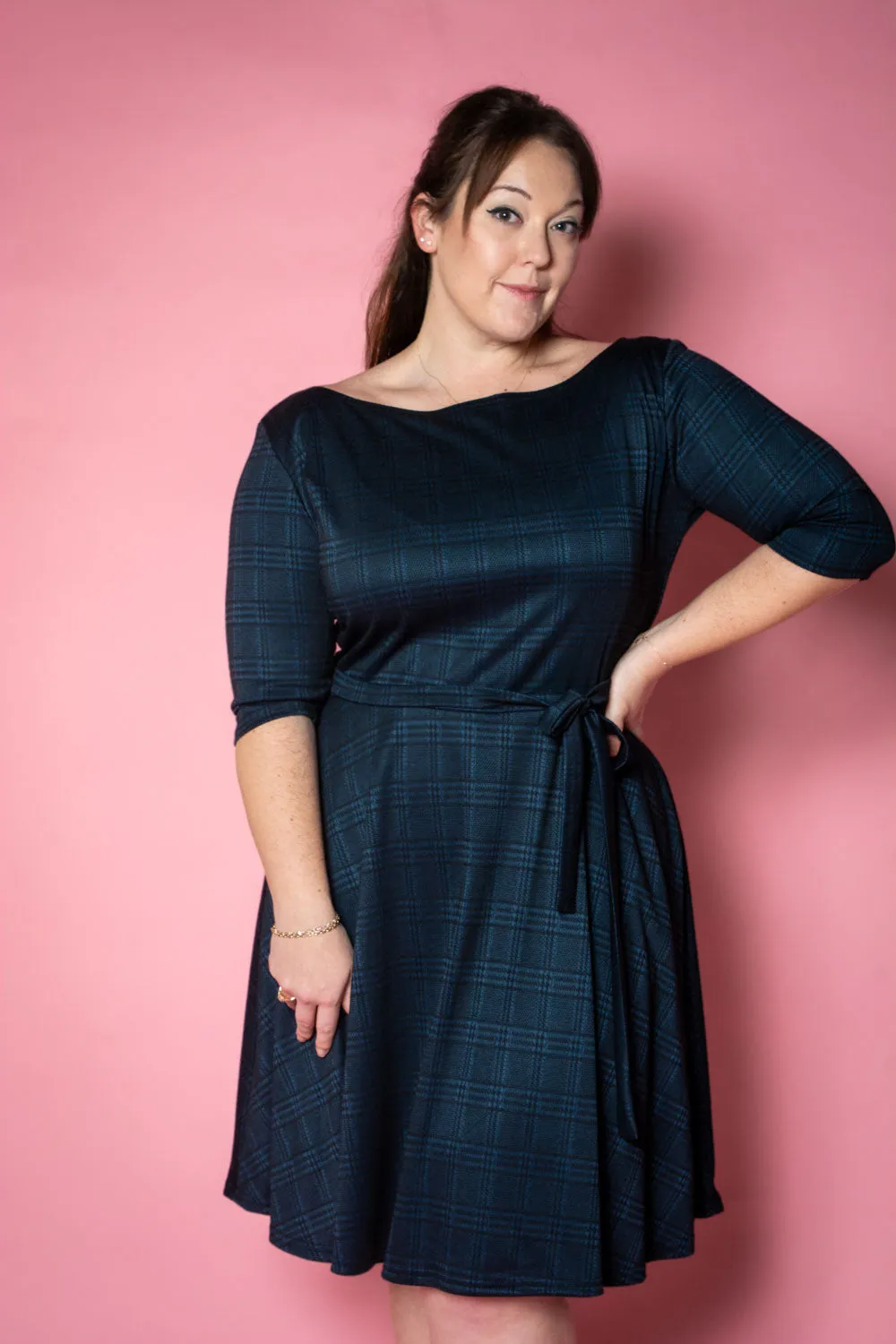 Josephina Dress- Black & Blue Plaid