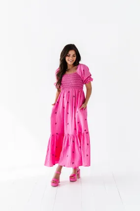 Kemry Embroidered Dress in Pink