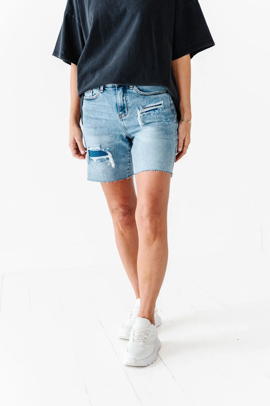 Knox Distressed Patch Shorts