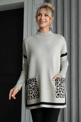 Leopard Mock Neck Sweater