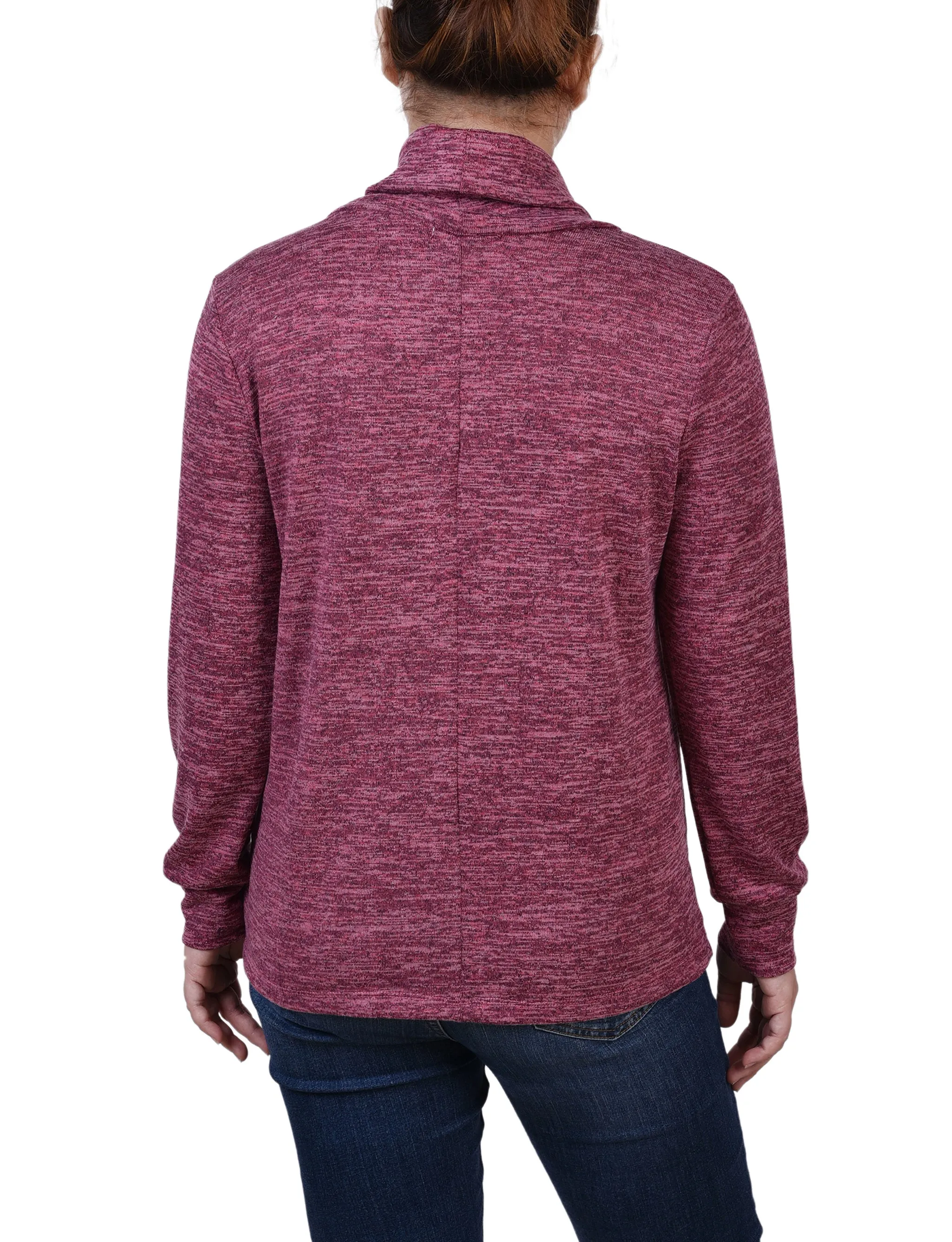 Long Sleeve Overlapping Cowl Neck Top