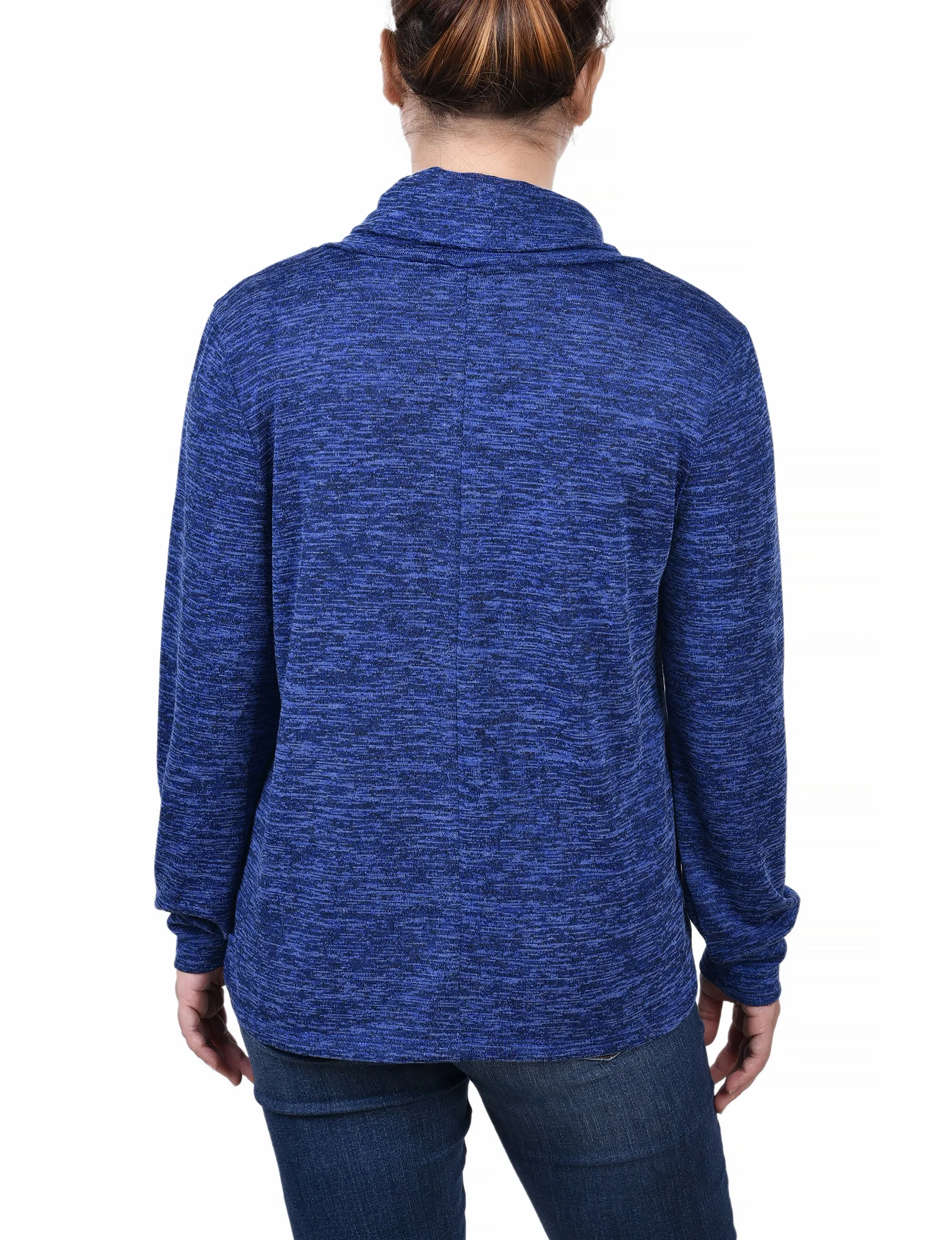 Long Sleeve Overlapping Cowl Neck Top