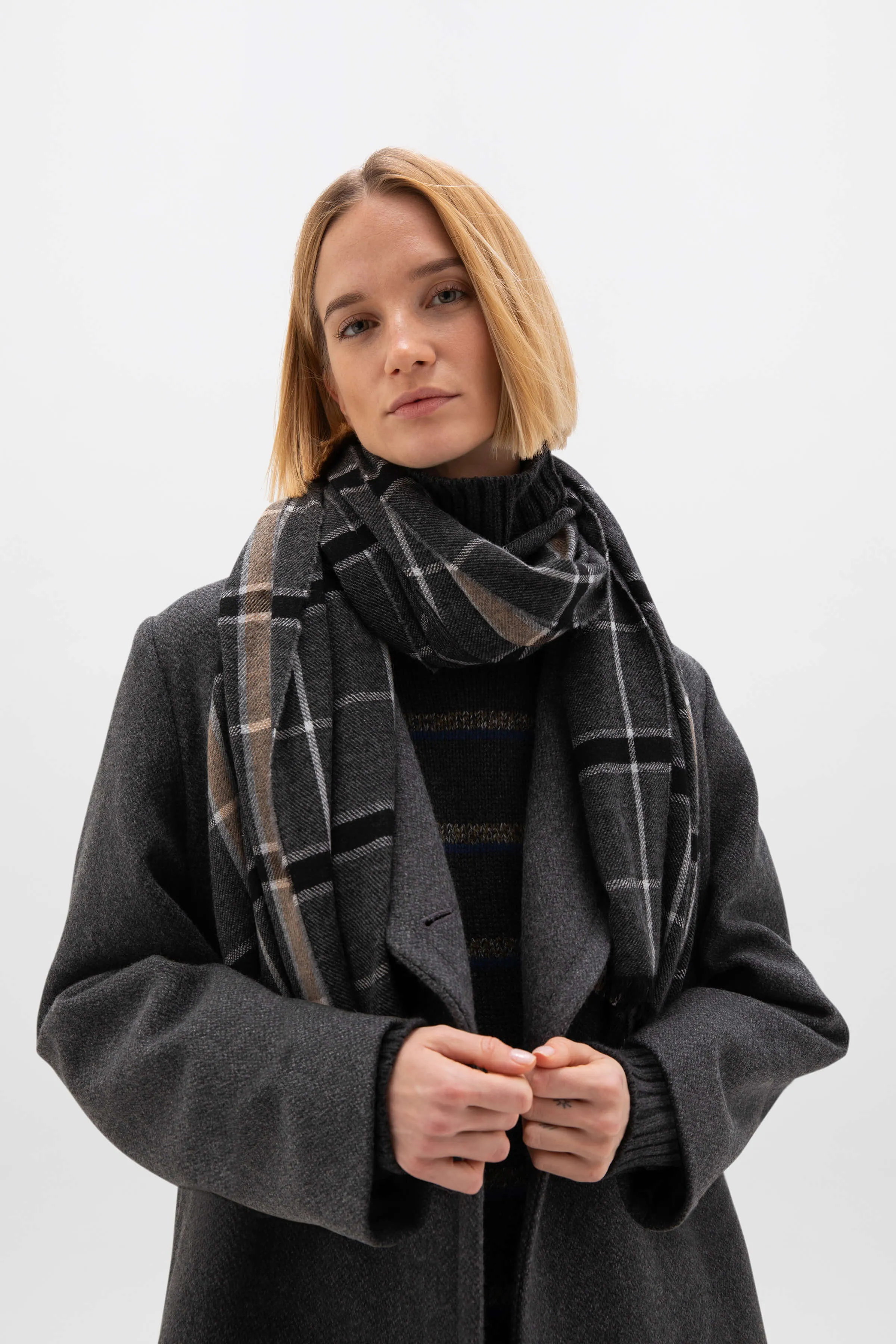 Madras Check Lightweight Cashmere Stole