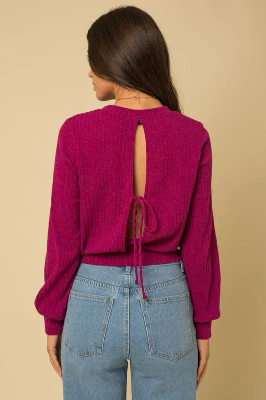 Magenta Back Open Tie Top