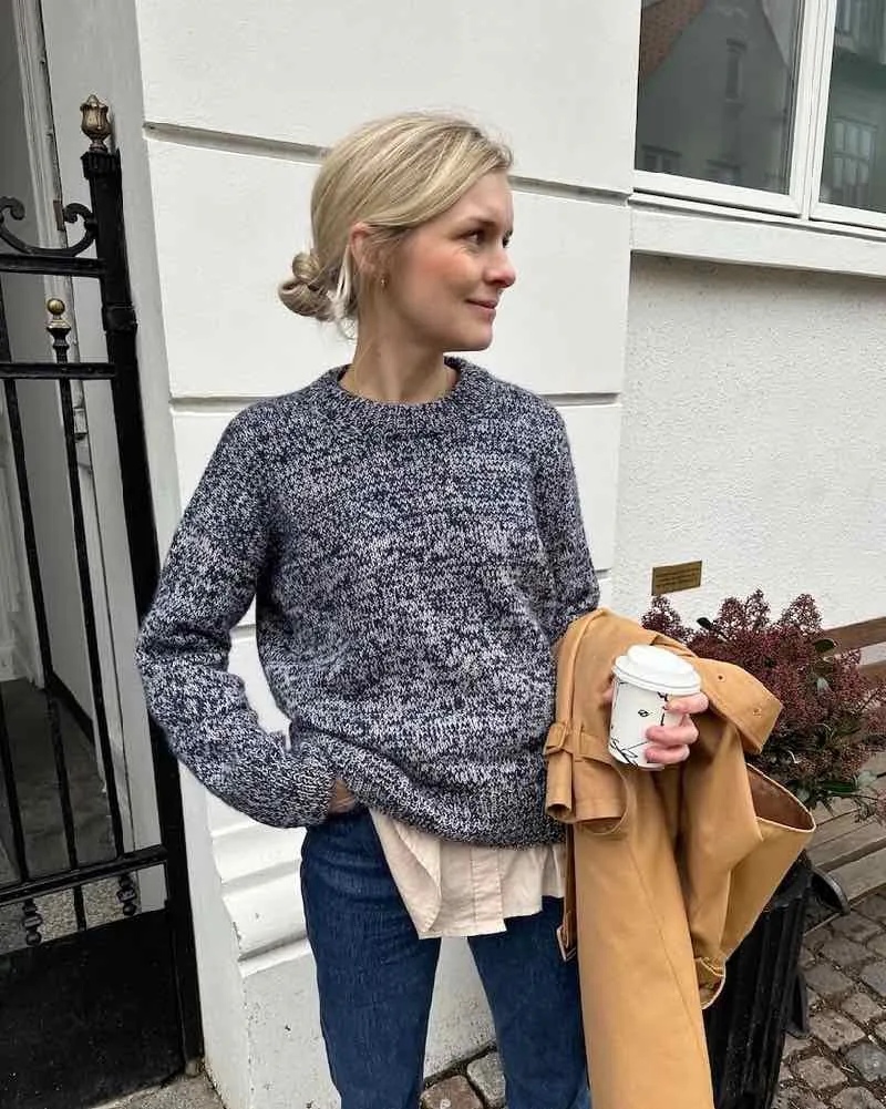 Melange sweater fra PetiteKnit, strikkeopskrift