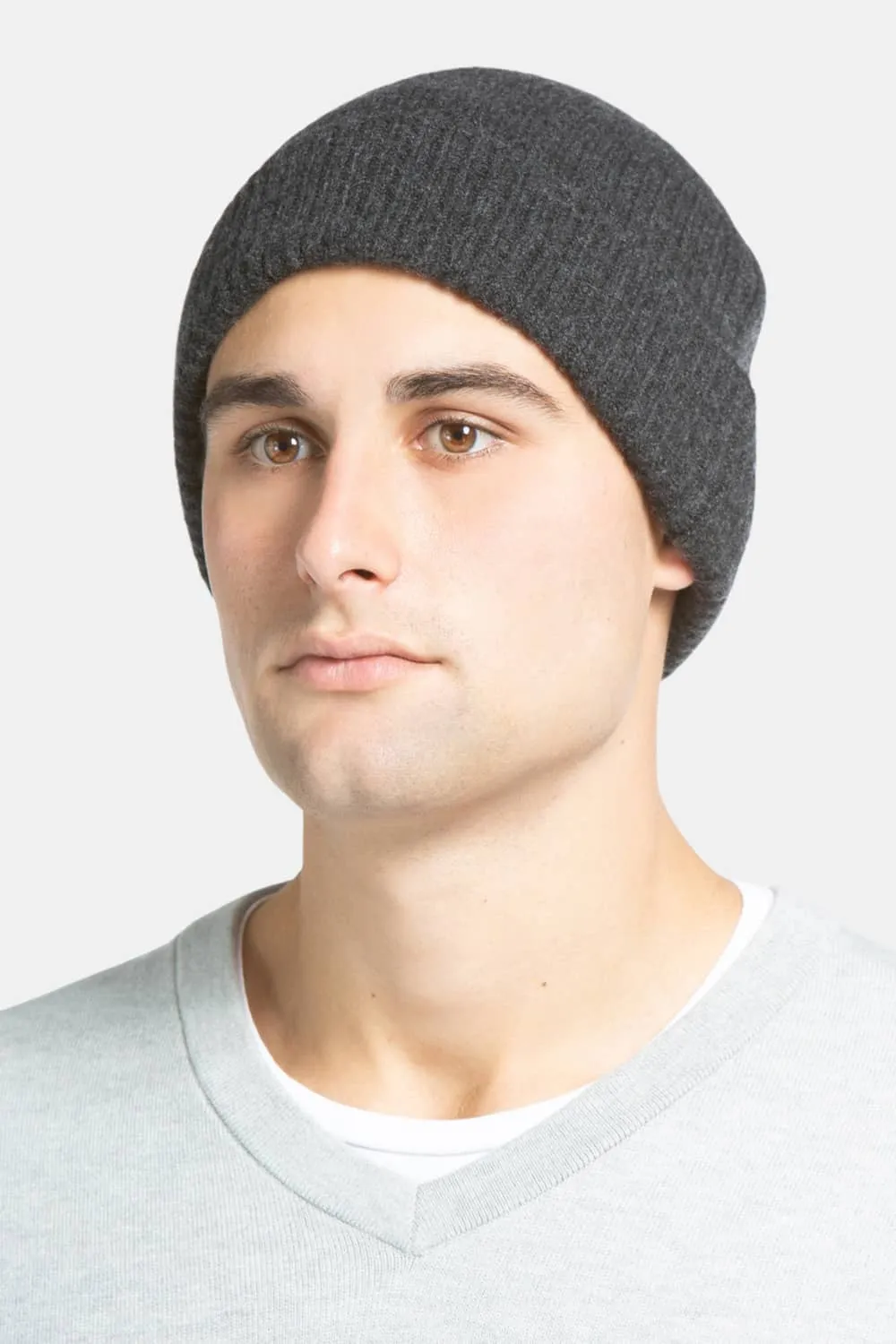 Men's 100% Pure Cashmere Ribbed Hat