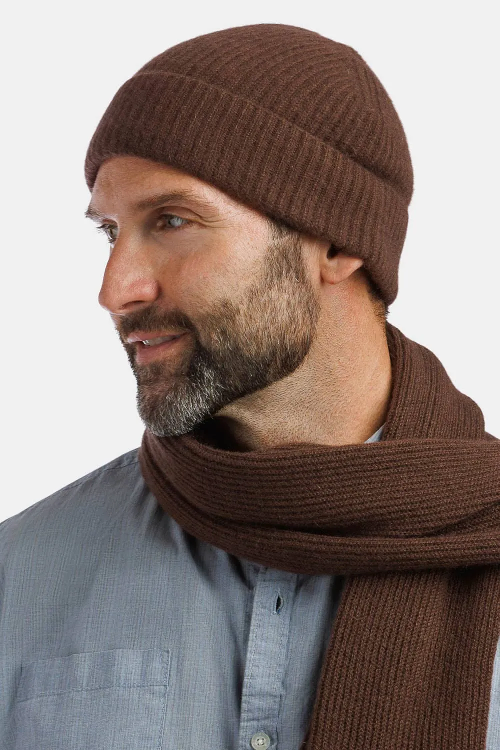 Men's 100% Pure Cashmere Ribbed Hat