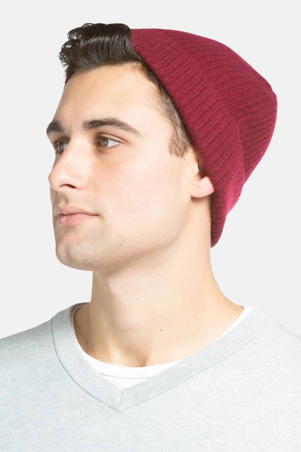 Men's 100% Pure Cashmere Ribbed Hat