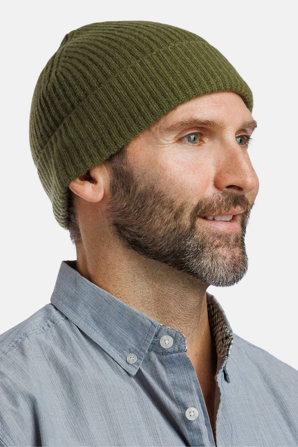 Men's 100% Pure Cashmere Ribbed Hat