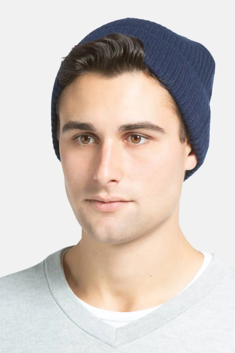 Men's 100% Pure Cashmere Ribbed Hat