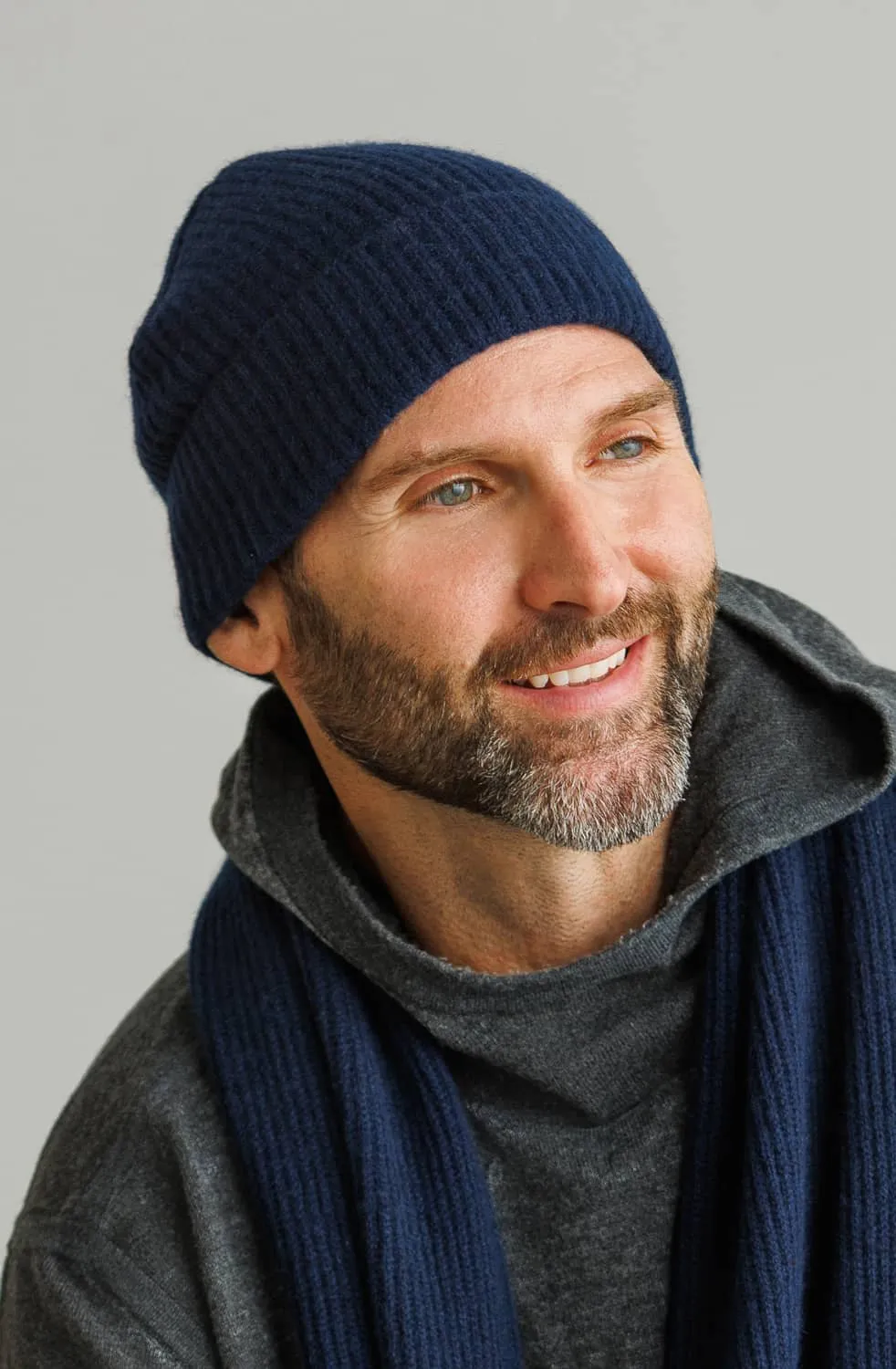 Men's 100% Pure Cashmere Ribbed Hat