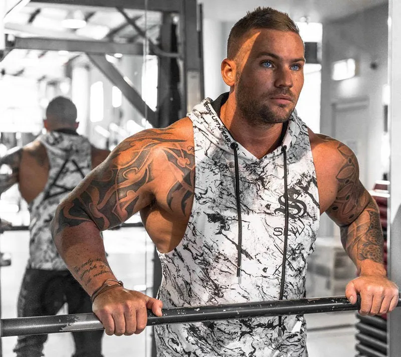 Mens Camouflage Bodybuilding Tank Hoodies