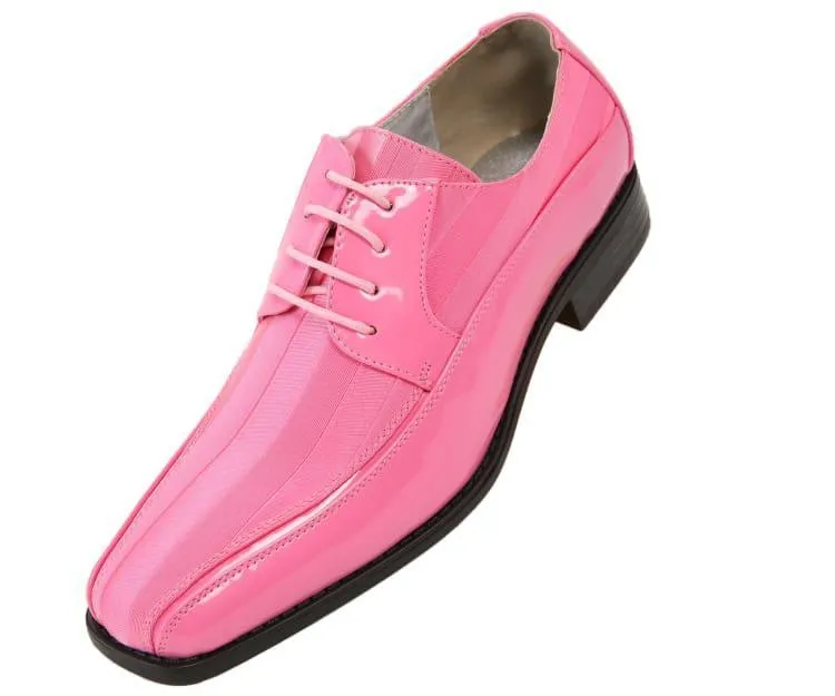 Men's Striped Satin and Matching Patent Upper Shoes Color Pink