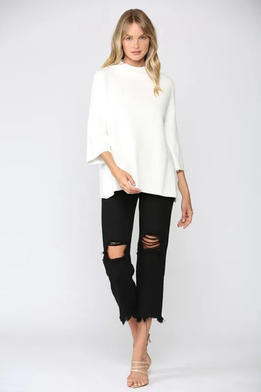 Mock Neck Pullover in Cream