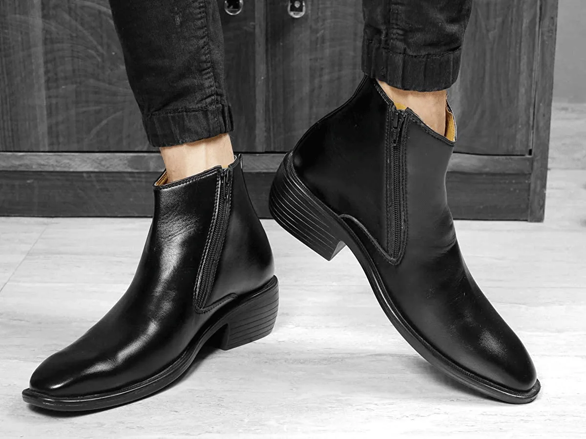 New Arrival Black Casual Formal Zipper Ankle Boots For Men-JonasParamount