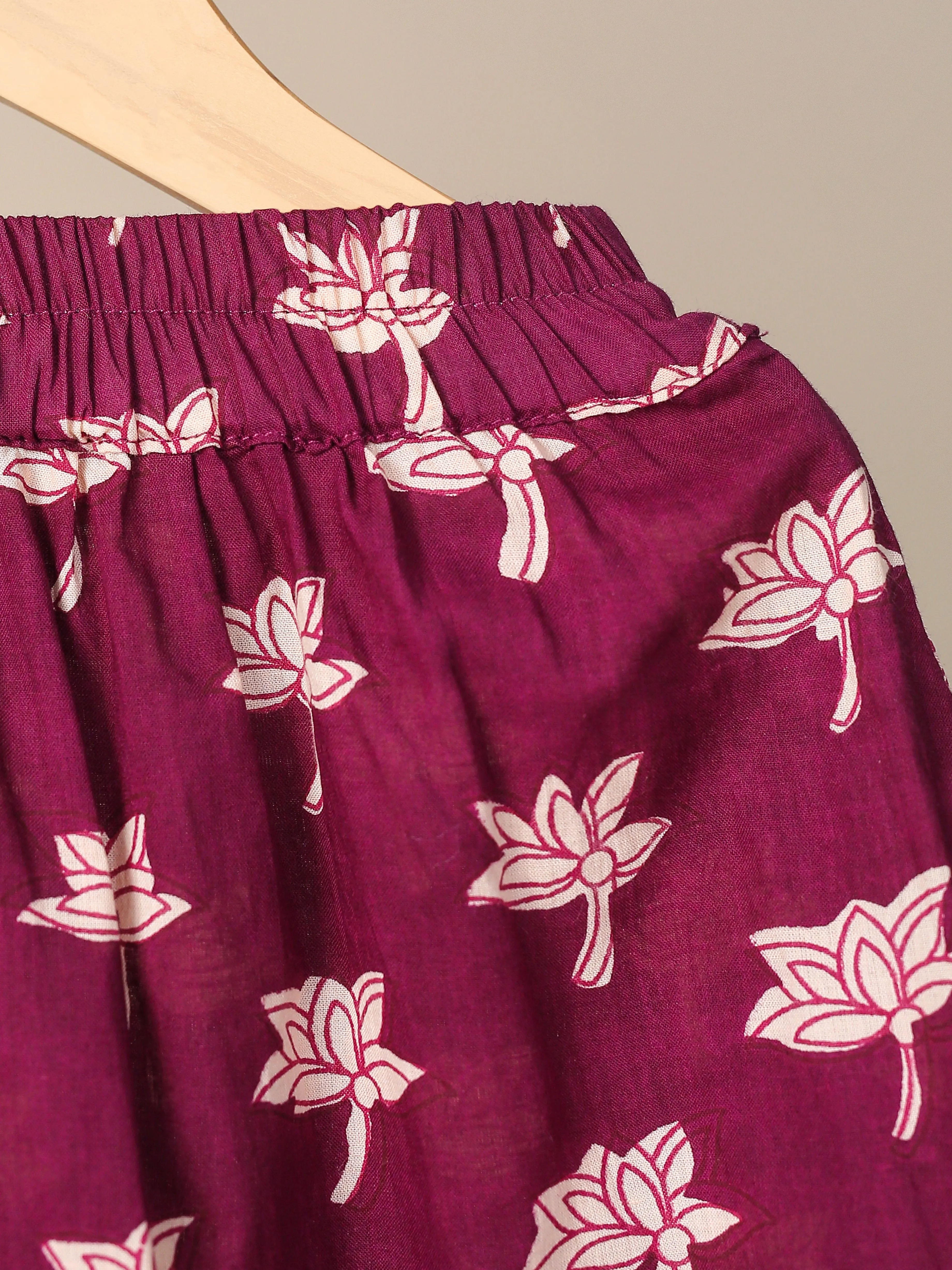 Pre-Order- GIRLS PRINTED SKIRT SET-WINE