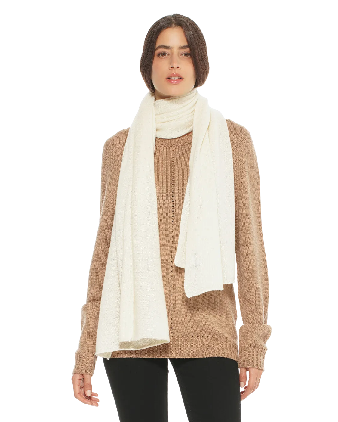 Pure Cashmere Maxi Scarf Milk White