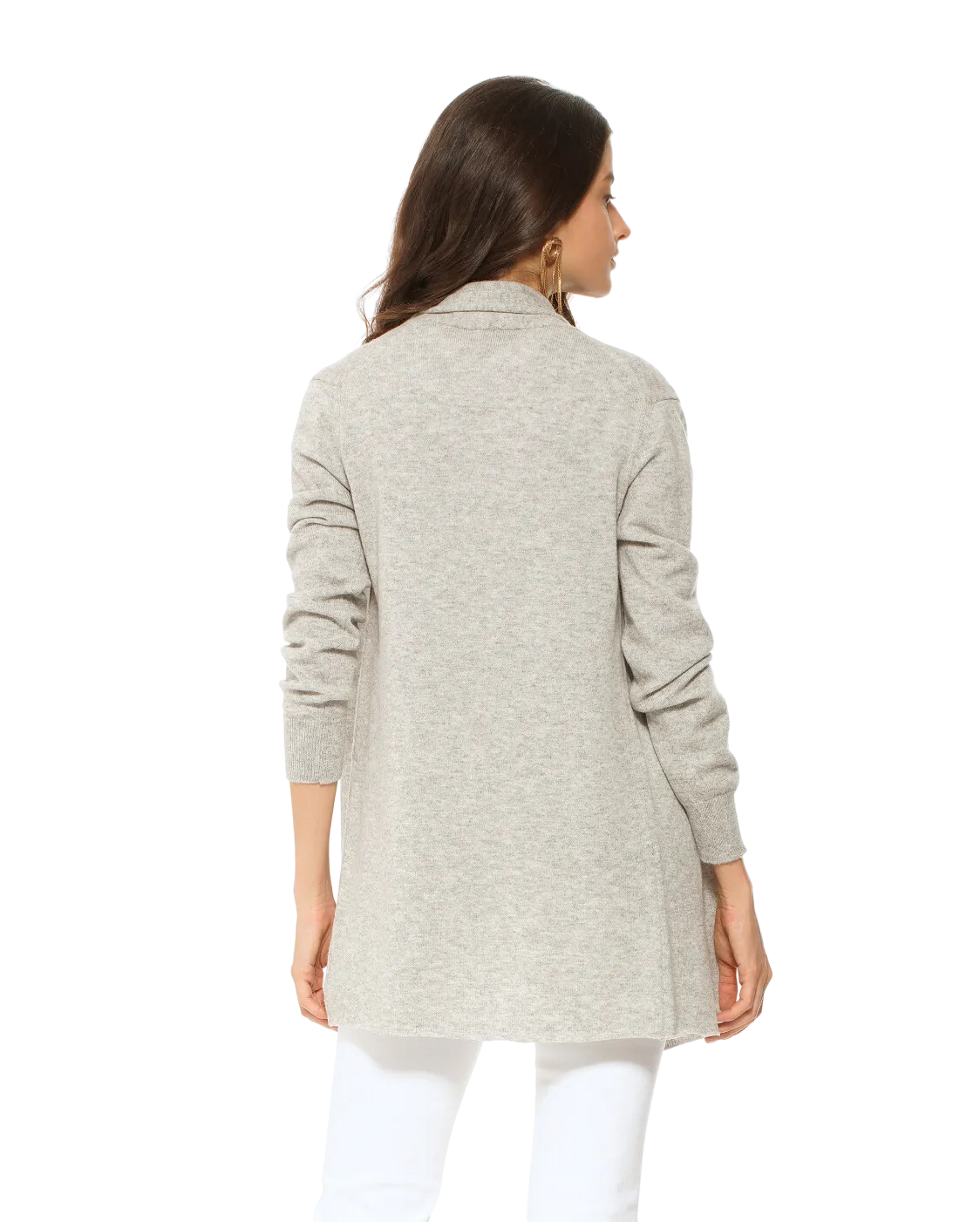 Pure Cashmere Open Front Cardigan Light Grey