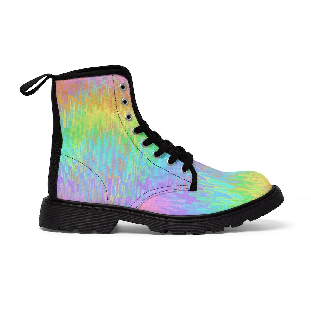 Rainbow Melt Men's Canvas Boots