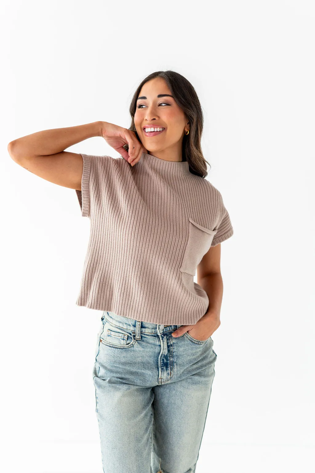 Rainee Sweater Top in Taupe