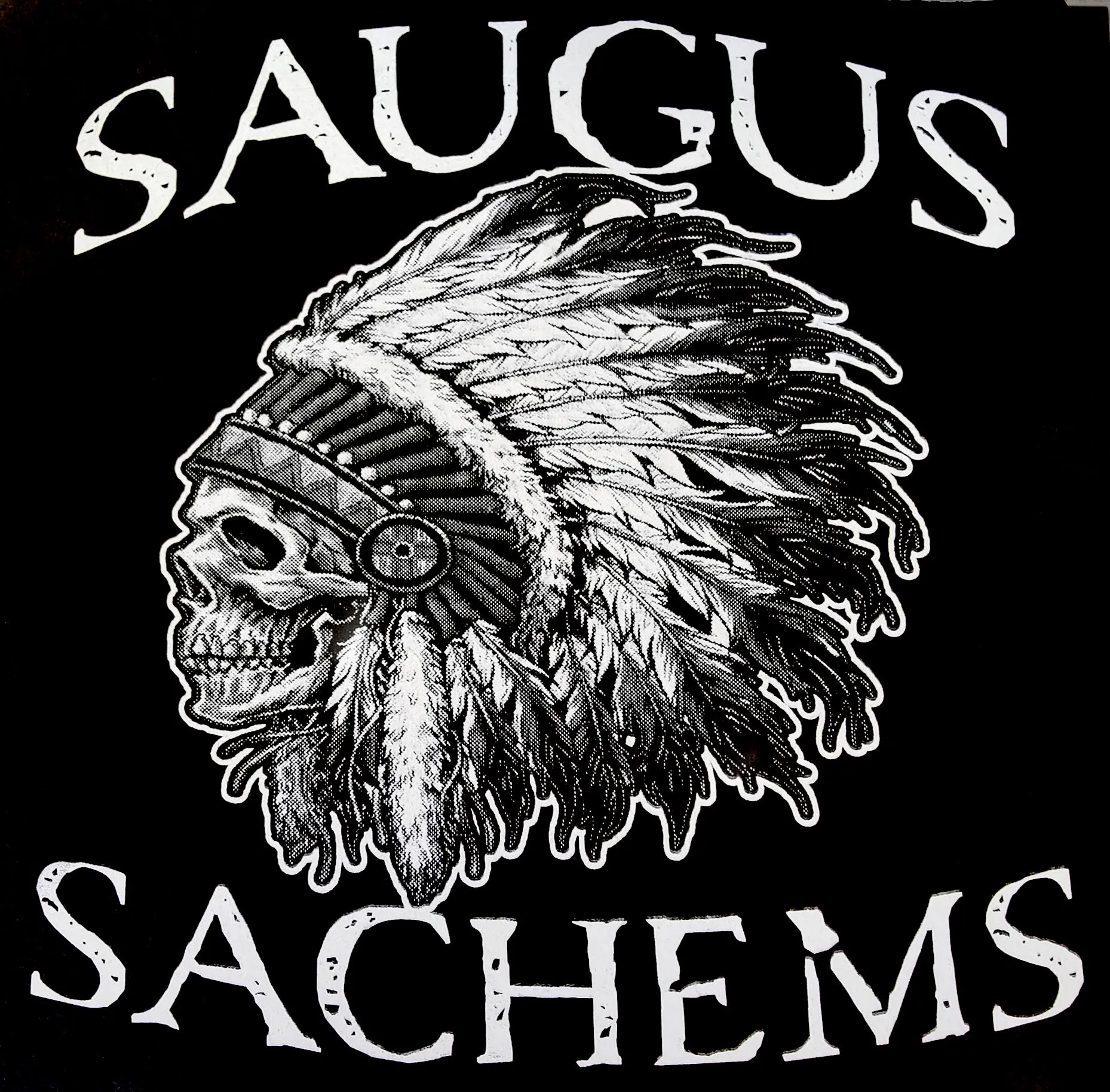 Saugus Sachems Skull Champion Heavy Weight Black Hoodie