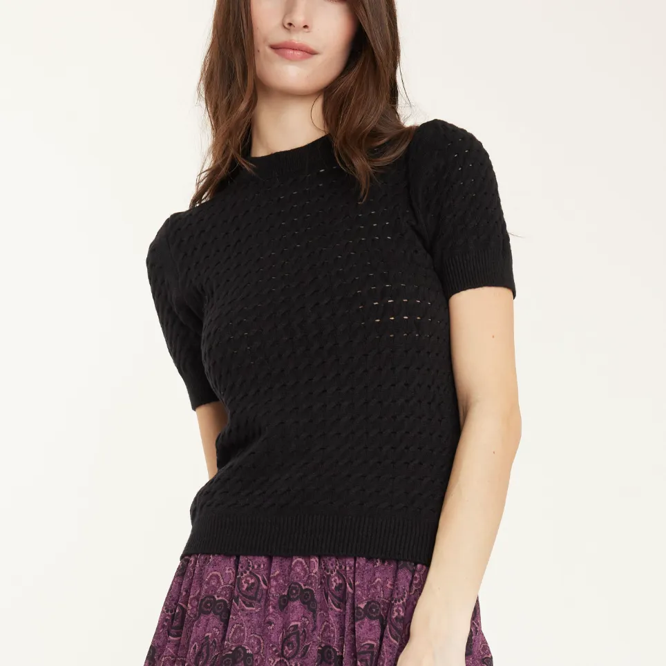 Short Sleeve Chain Knit Sweater