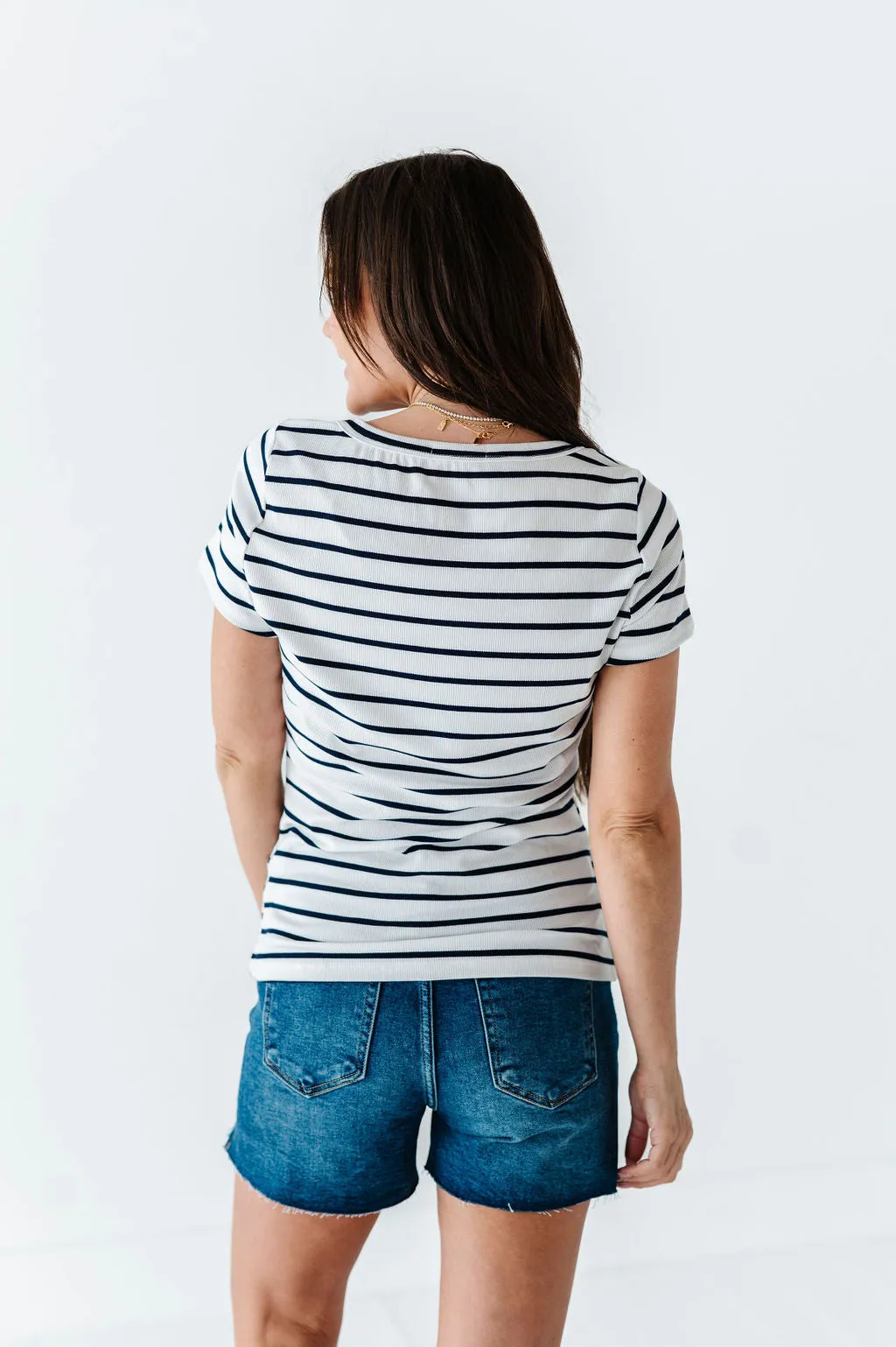 Taylor Striped Top in White