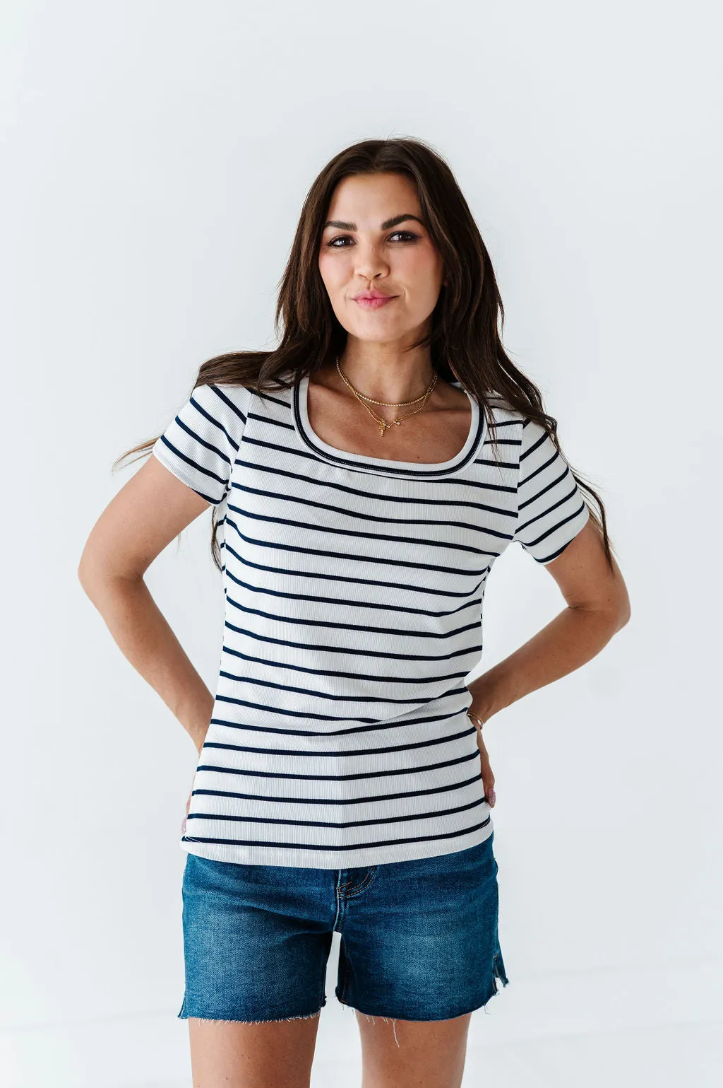 Taylor Striped Top in White