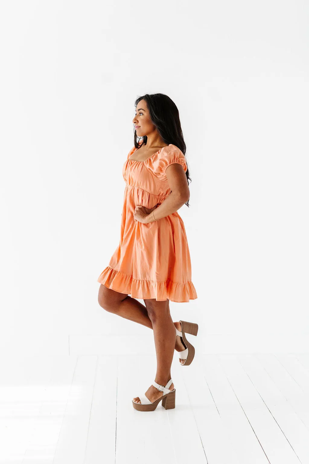 Tessa Babydoll Dress in Apricot