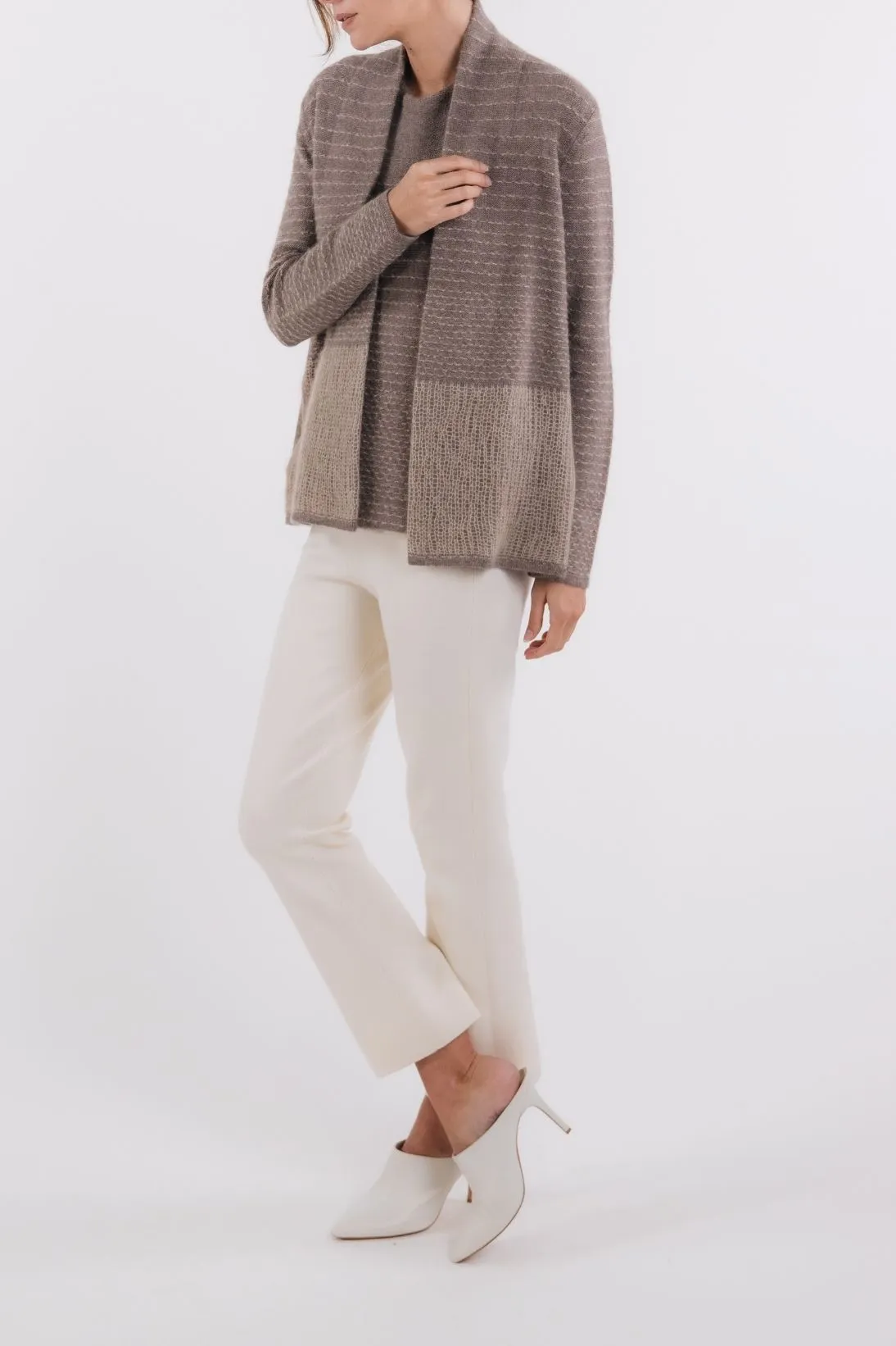 TICK STITCH MESH CARDIGAN