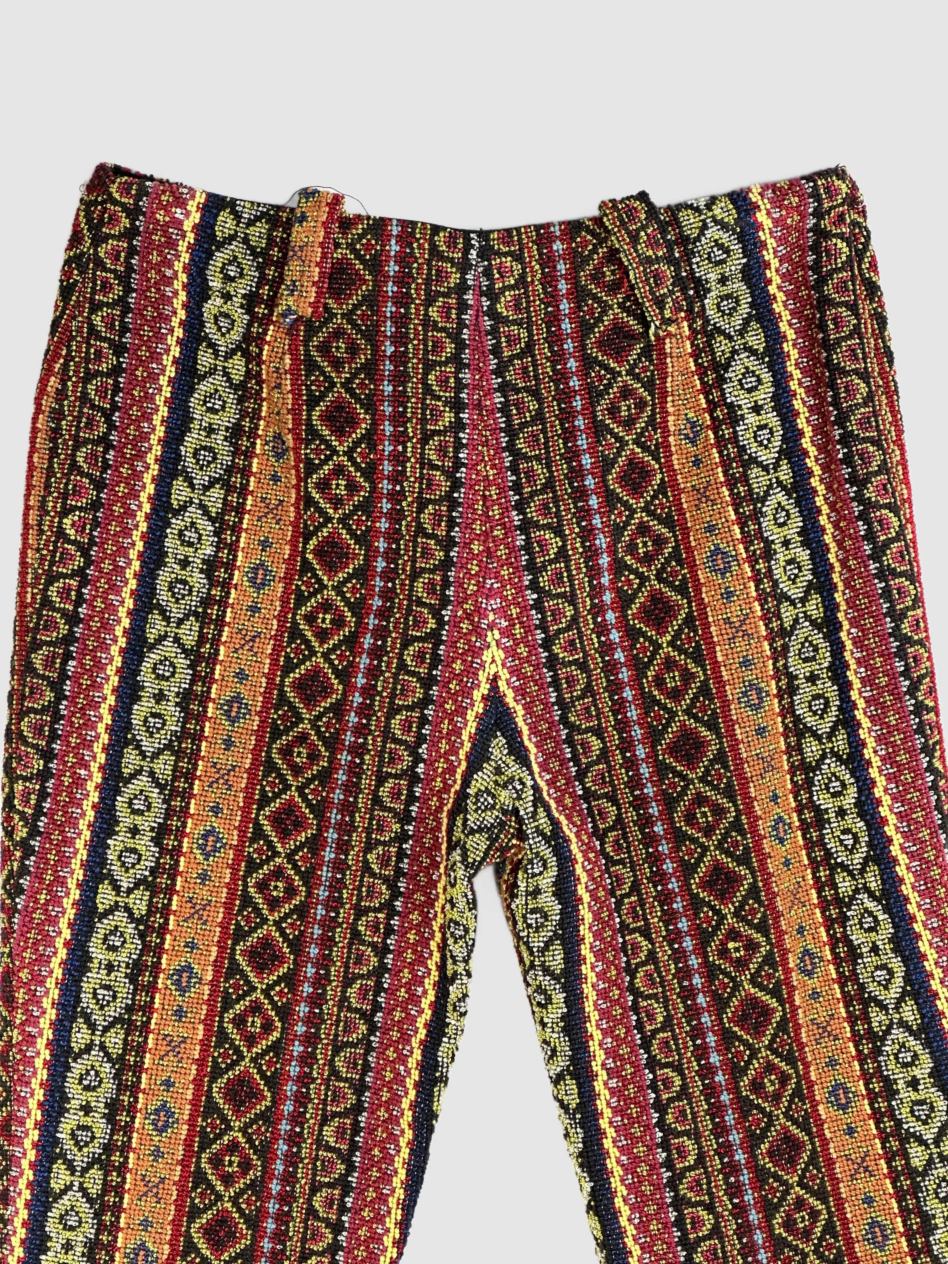 TOMBOY 60s Hip Hugger Hippie Tapestry Pants • XX Small