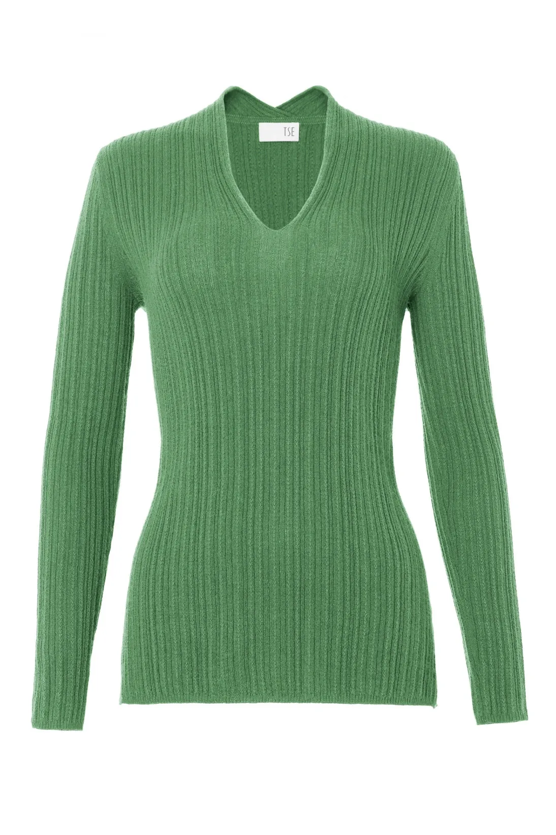 VARIATED RIB V-NECK SWEATER