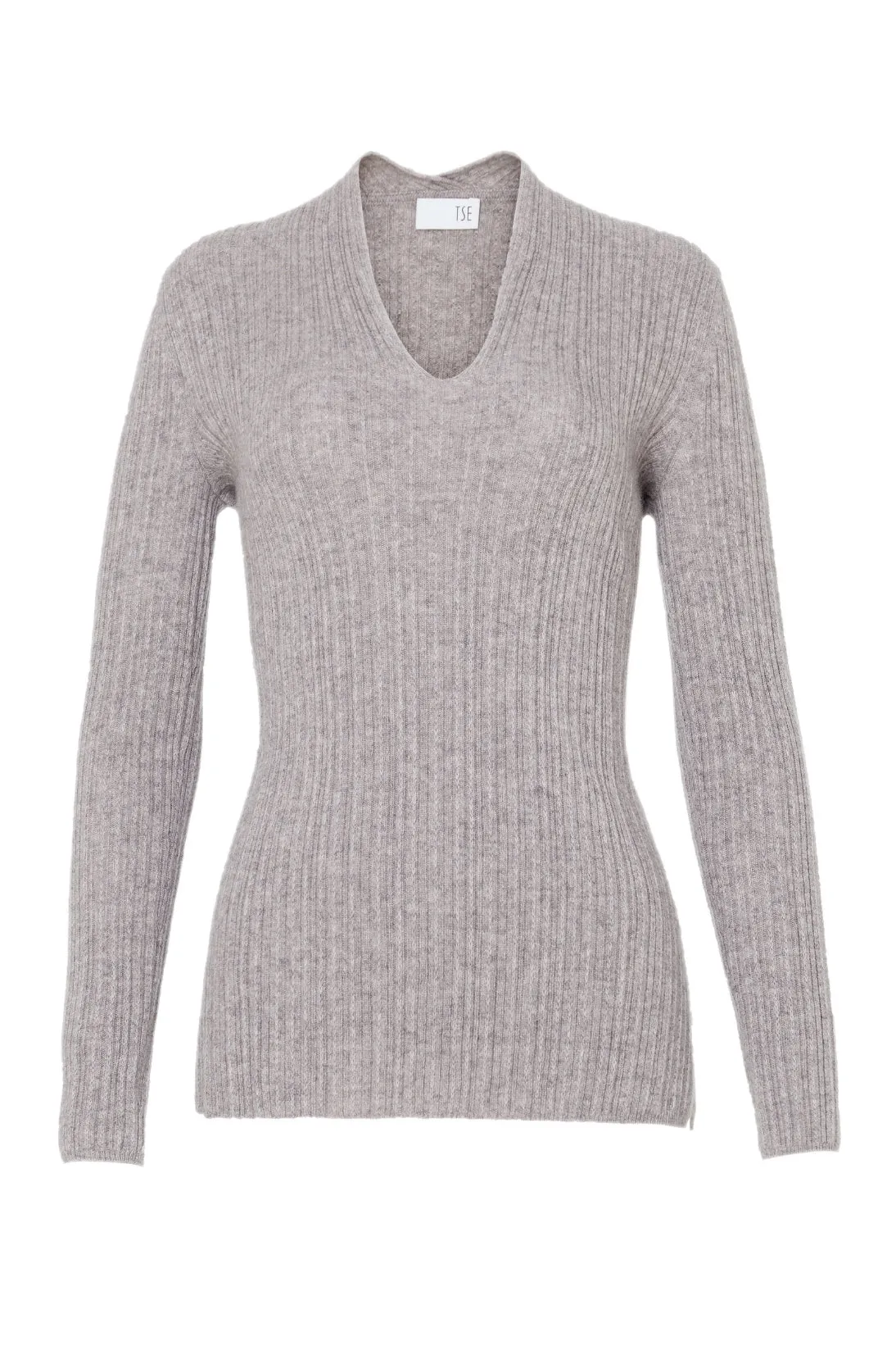 VARIATED RIB V-NECK SWEATER